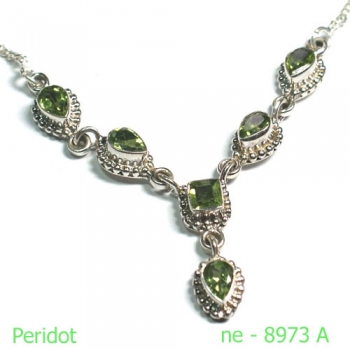 Best selling 925 sterling silver green Peridot stone necklace jewelry
